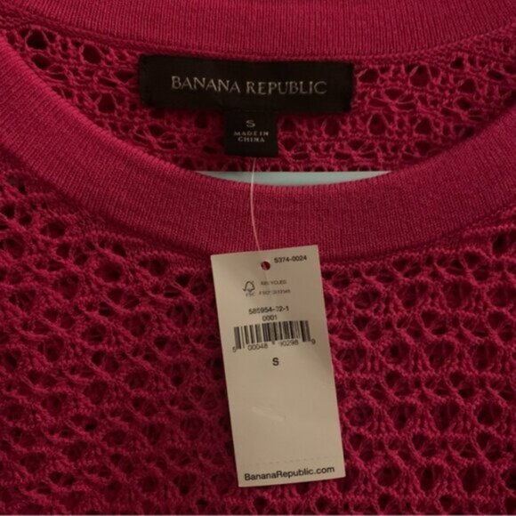 NWT Banana Republic Fuchsia Pink Pointelle Knitted Dress - Picture 9 of 10